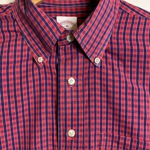 Brooks Brothers men’s shirt, medium 100% cotton, red and blue button-down collar